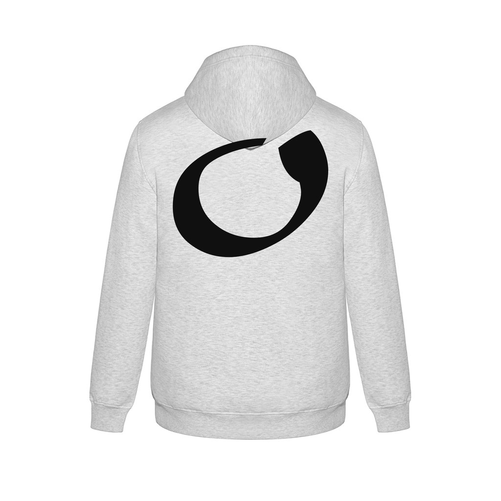 Alphabet O Hoodie 9 inch calligraphy Black ink, Ash
