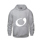 Alphabet O Hoodie 9 inch calligraphy White ink, Athletic Grey