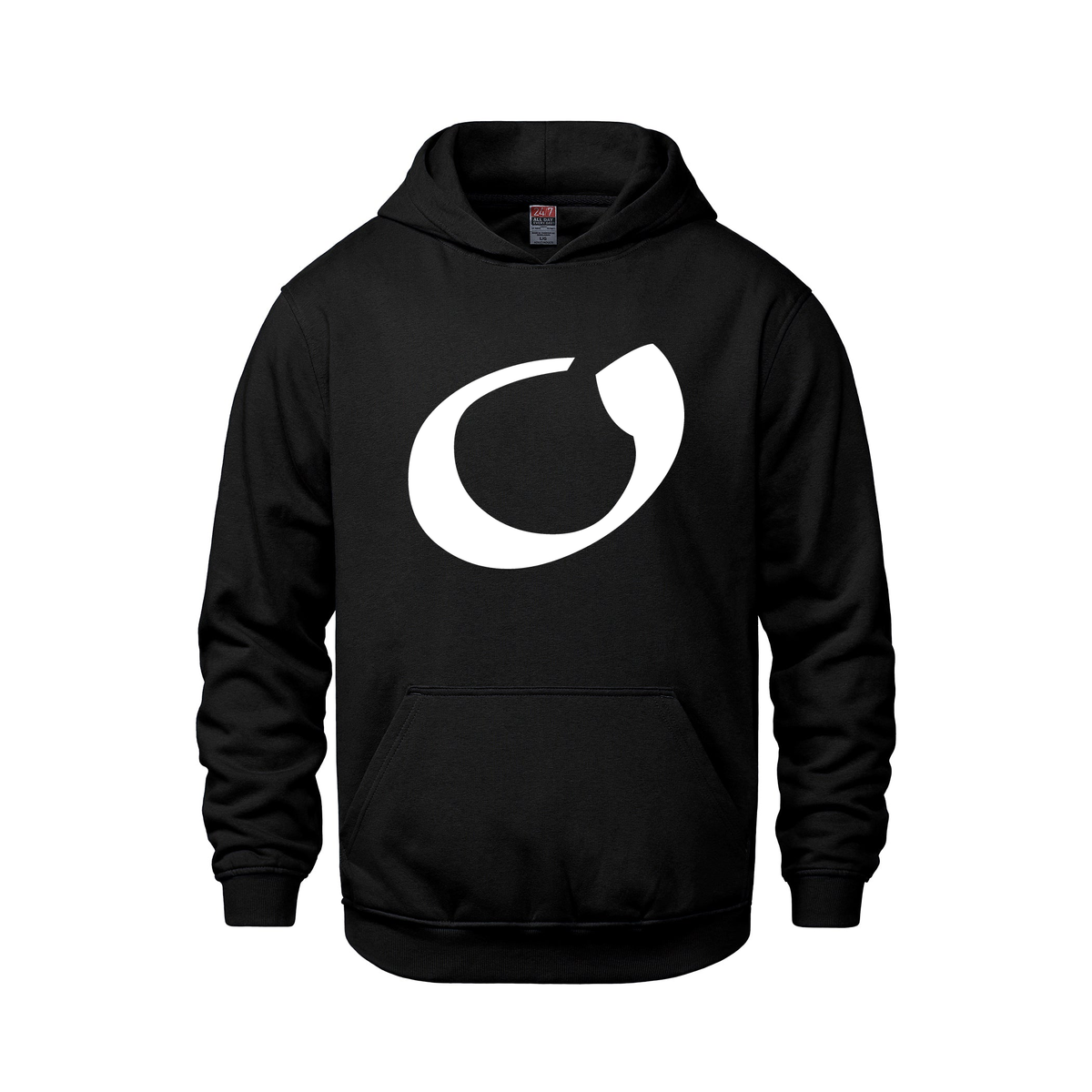 Alphabet O Hoodie 9 inch calligraphy White ink, Black