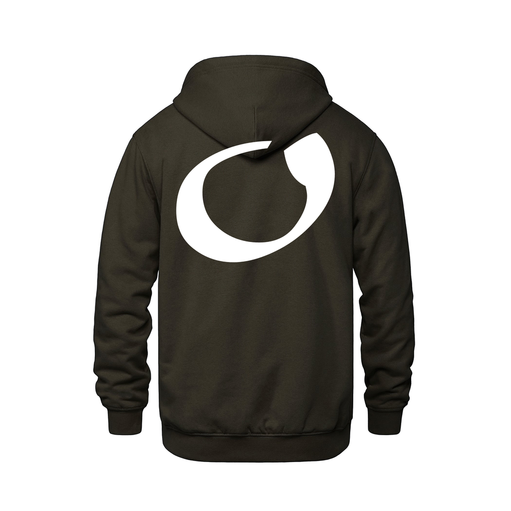 Alphabet O Hoodie 9 inch calligraphy White ink, Brown