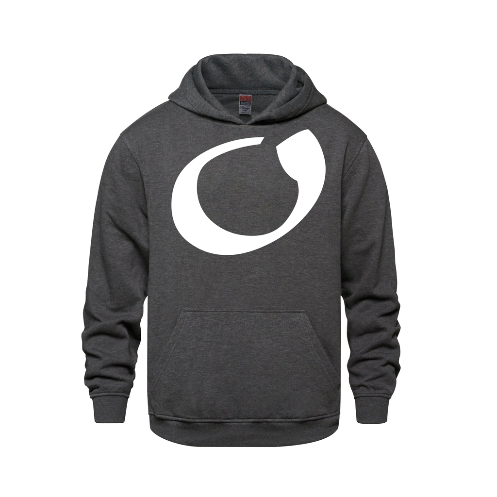 Alphabet O Hoodie 9 inch calligraphy White ink, Charcoal