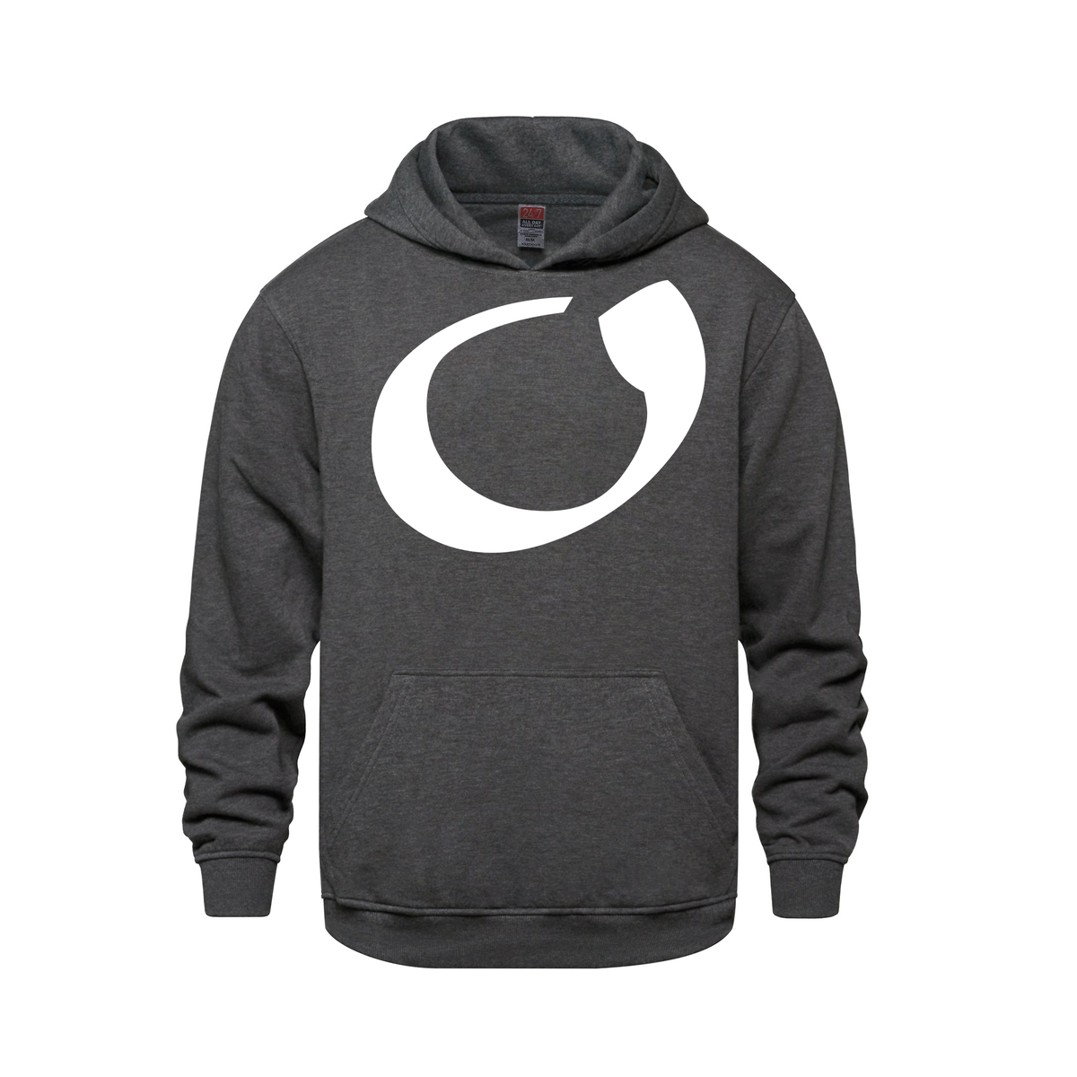 Alphabet O Hoodie 9 inch calligraphy White ink, Charcoal