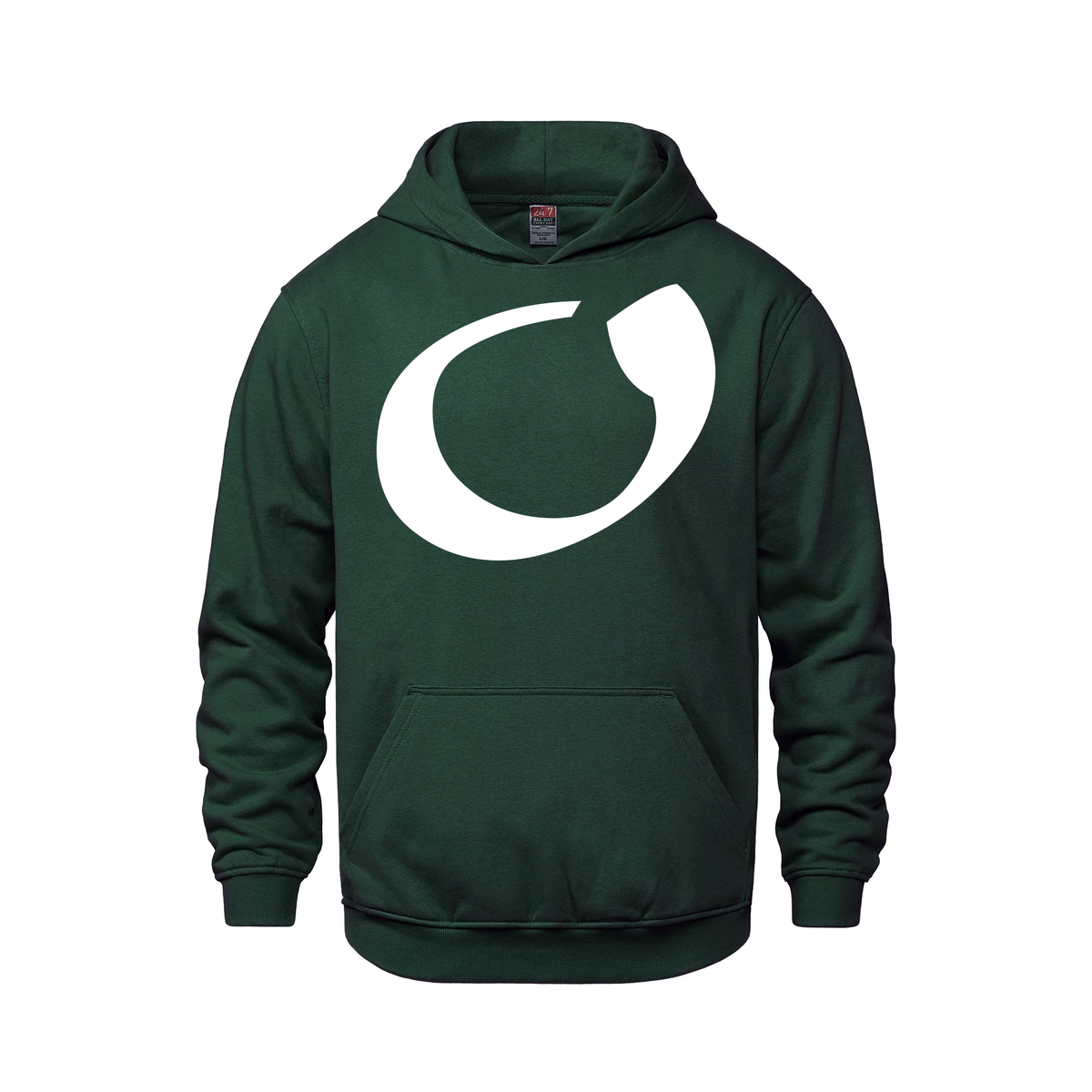 Alphabet O Hoodie 9 inch calligraphy White ink, Forest Green