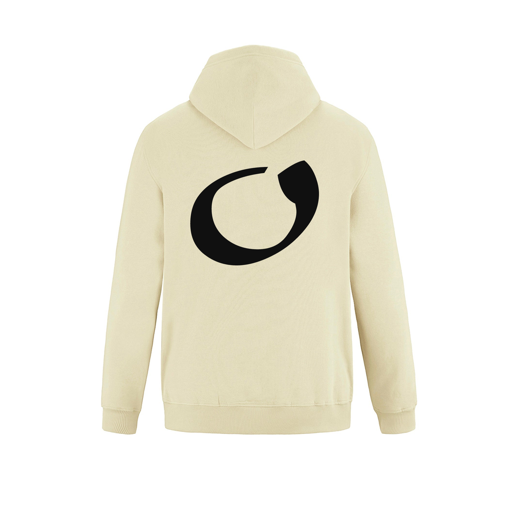 Alphabet O Hoodie 9 inch calligraphy Black ink, Ivory