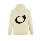 Alphabet O Hoodie 9 inch calligraphy Black ink, Ivory