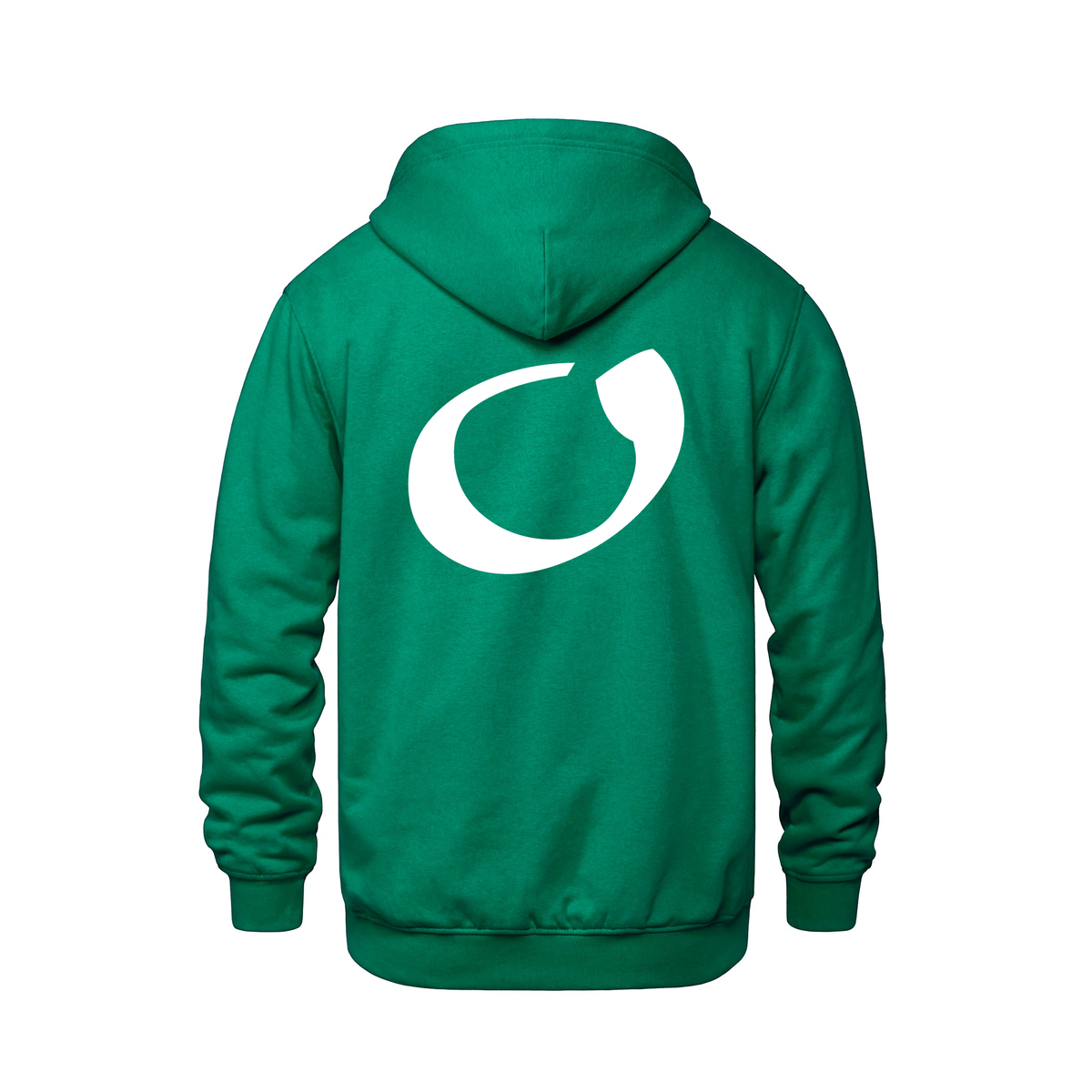 Alphabet O Hoodie 9 inch calligraphy White ink, Kelly Green