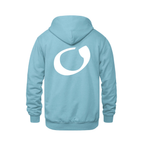 Alphabet O Hoodie 9 inch calligraphy White ink, Light Blue