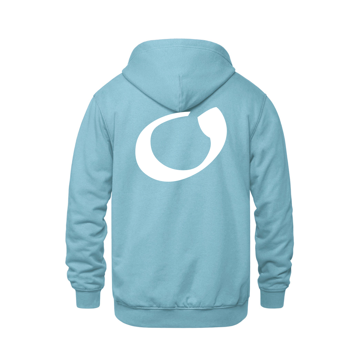 Alphabet O Hoodie 9 inch calligraphy White ink, Light Blue