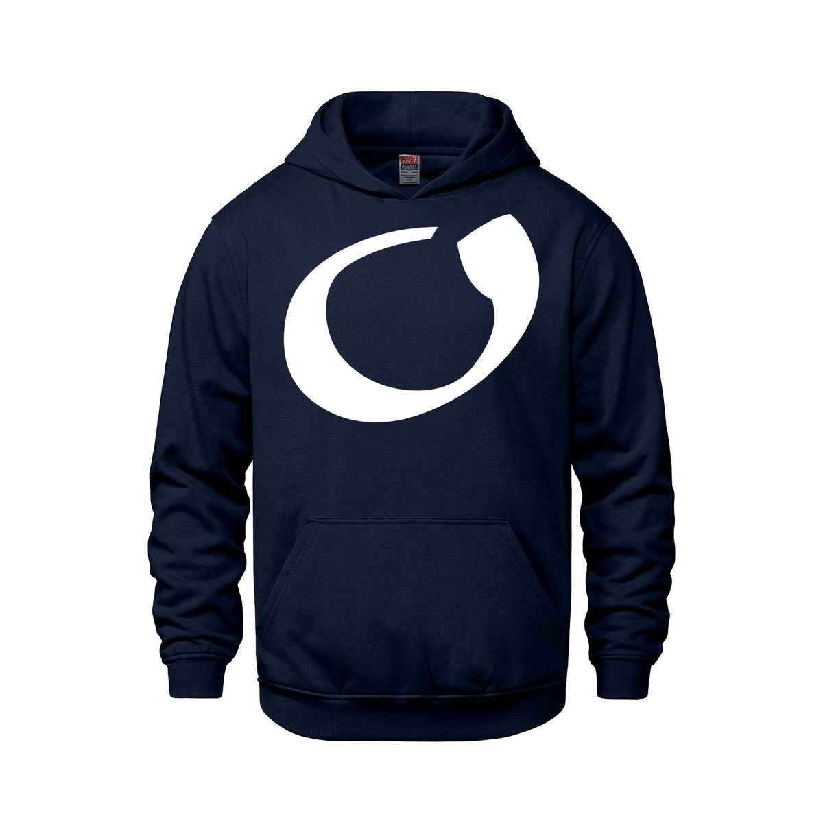 Alphabet O Hoodie 9 inch calligraphy White ink, Navy