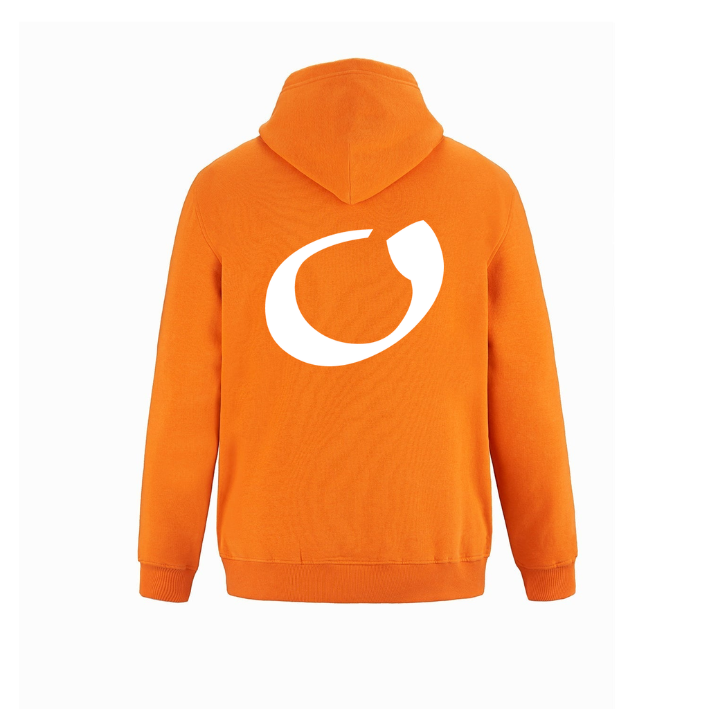 Alphabet O Hoodie 9 inch calligraphy White ink, Orange