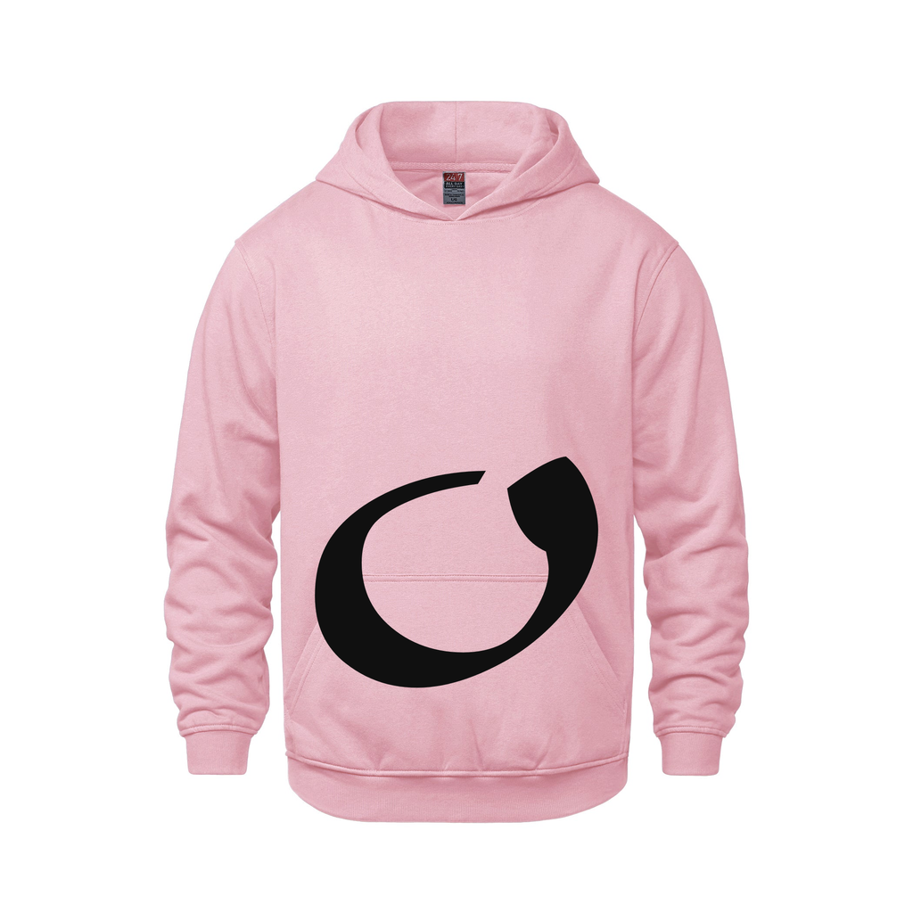 Alphabet O Hoodie 9 inch calligraphy Black ink, Pink
