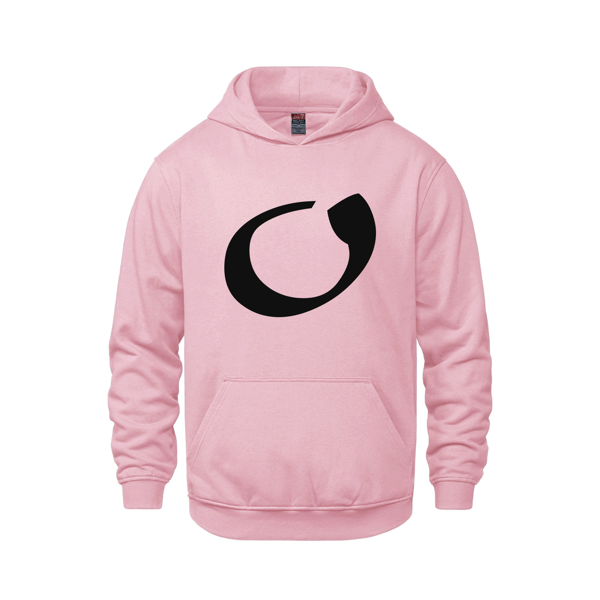 Alphabet O Hoodie 9 inch calligraphy Black ink, Pink