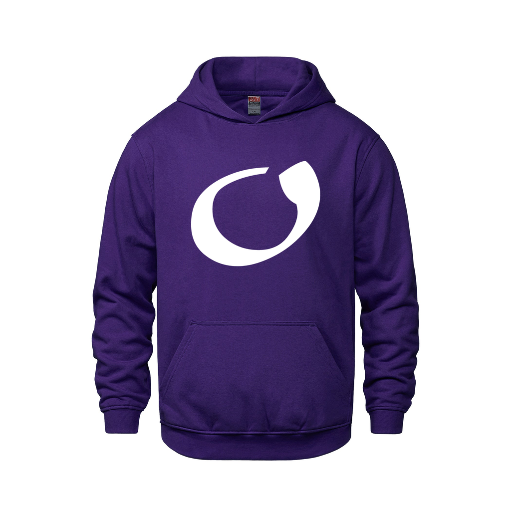 Alphabet O Hoodie 9 inch calligraphy White ink, Purple