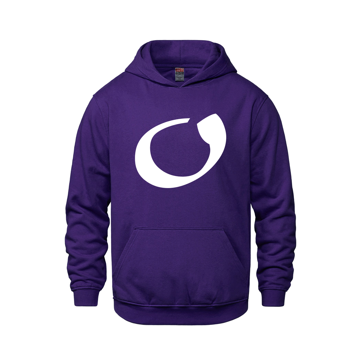 Alphabet O Hoodie 9 inch calligraphy White ink, Purple