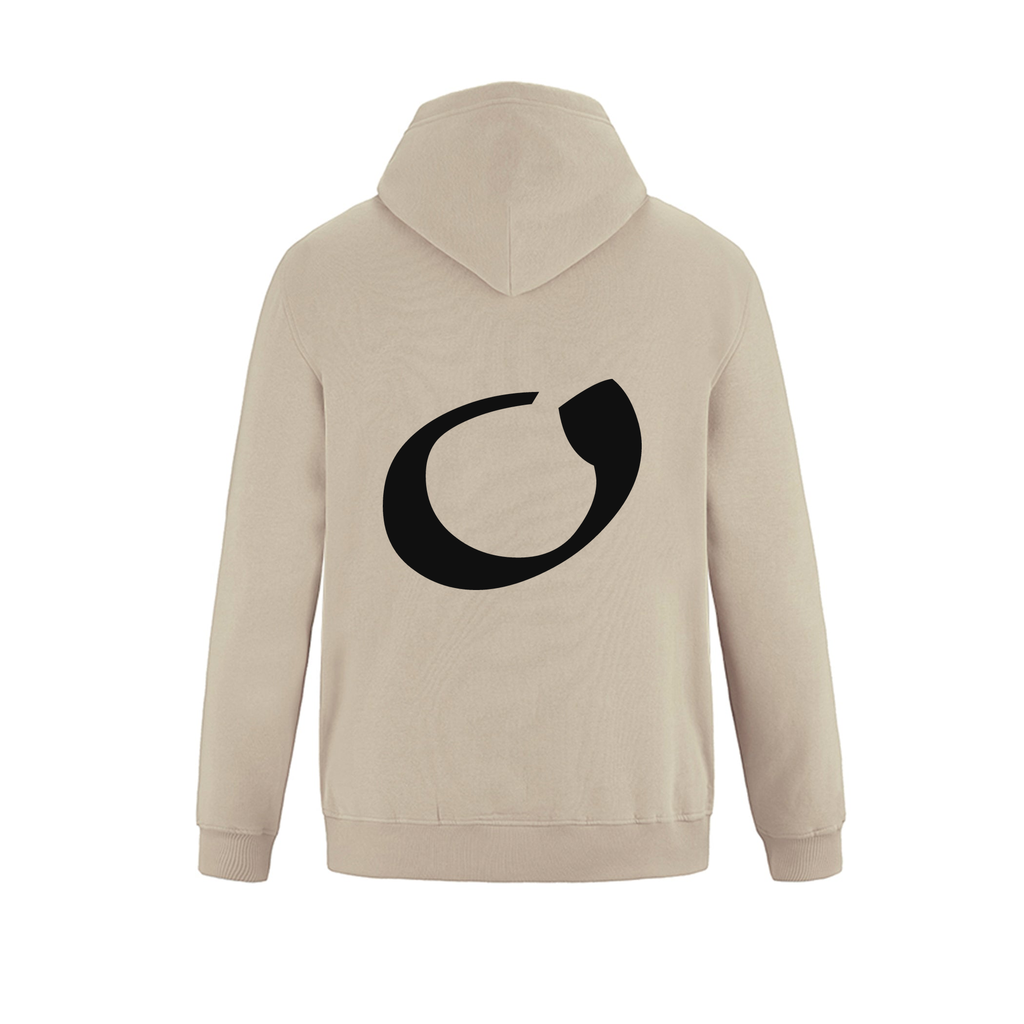 Alphabet O Hoodie 9 inch calligraphy Black ink, Sand