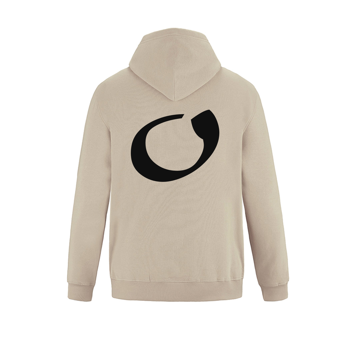 Alphabet O Hoodie 9 inch calligraphy Black ink, Sand