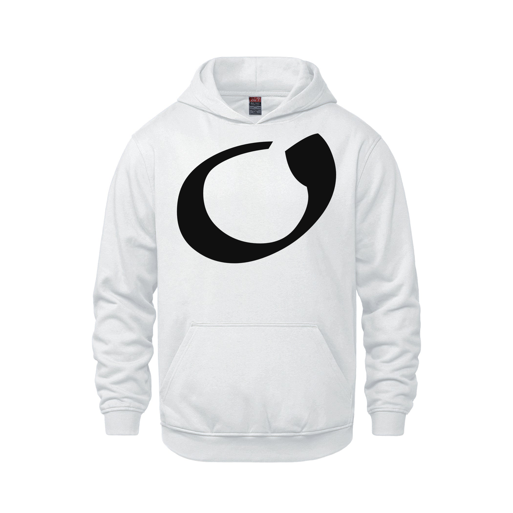 Alphabet O Hoodie 9 inch calligraphy Black ink, White