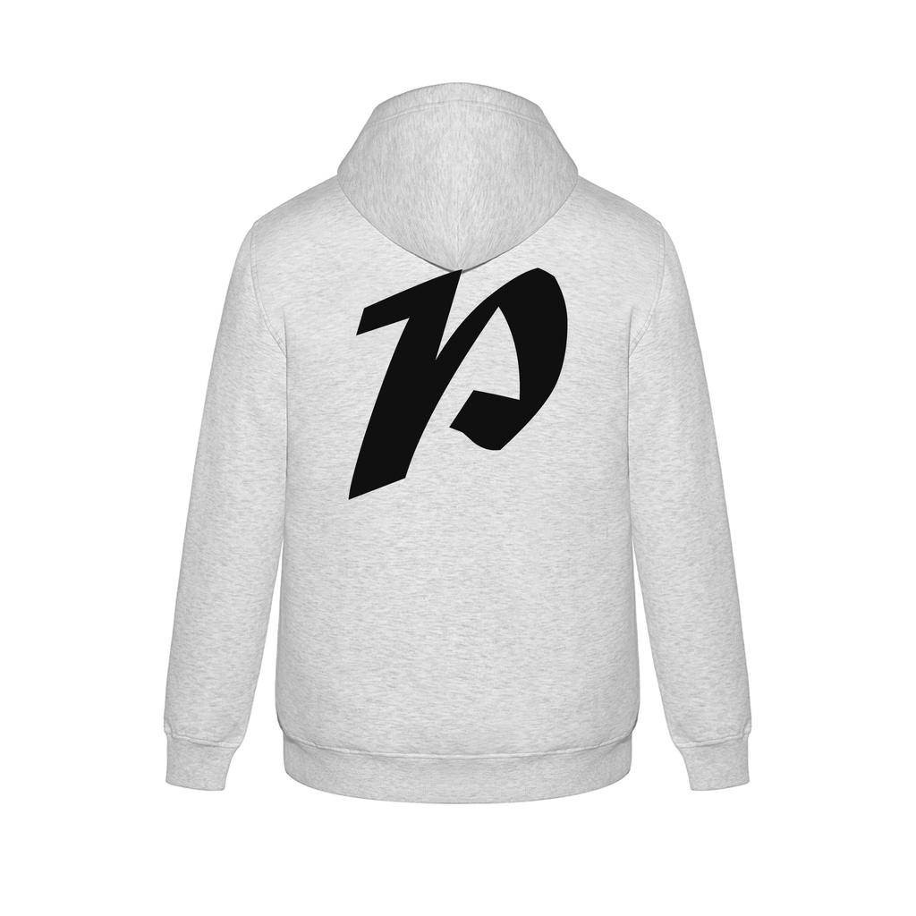 Alphabet P Hoodie 9 inch calligraphy Black ink, Ash