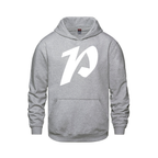 Alphabet P Hoodie 9 inch calligraphy White ink, Athletic Grey