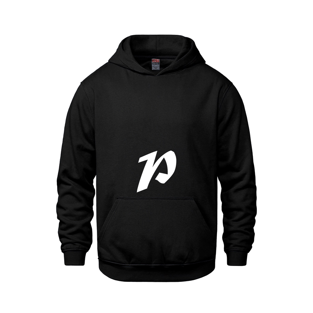 Alphabet P Hoodie 9 inch calligraphy White ink, Black