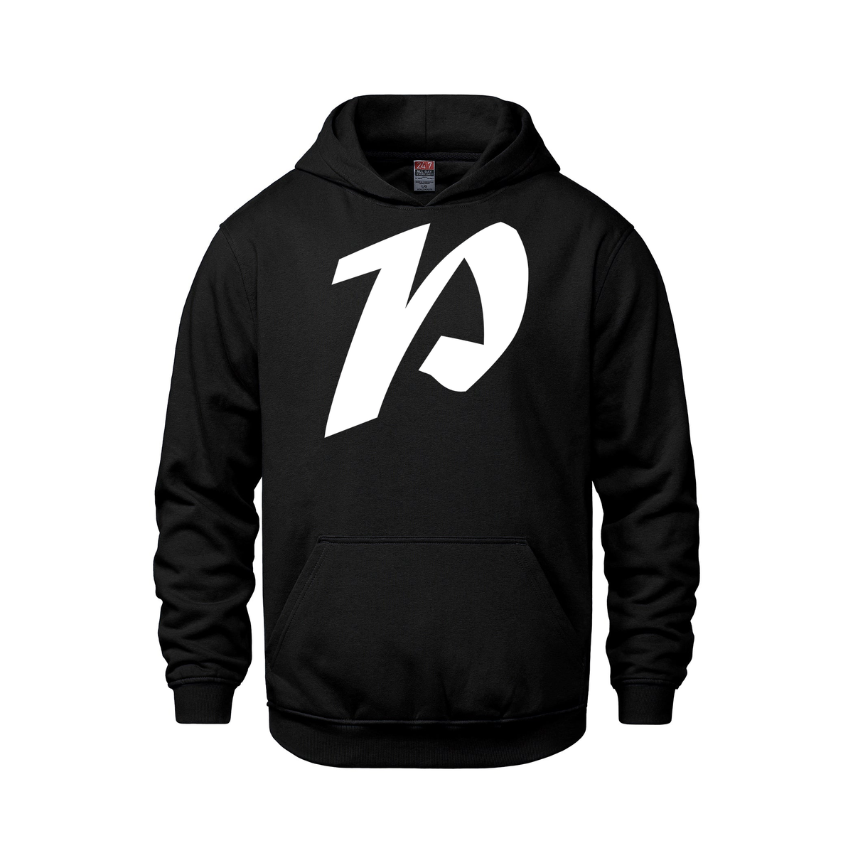 Alphabet P Hoodie 9 inch calligraphy White ink, Black