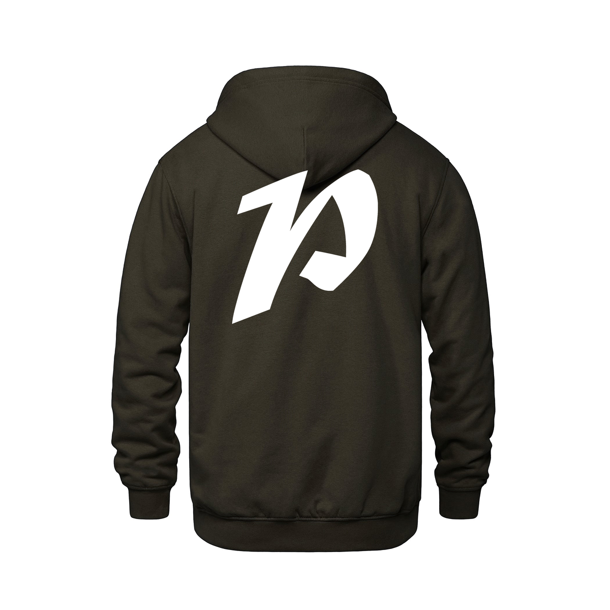 Alphabet P Hoodie 9 inch calligraphy White ink, Brown