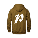 Alphabet P Hoodie 9 inch calligraphy White ink, Caramel