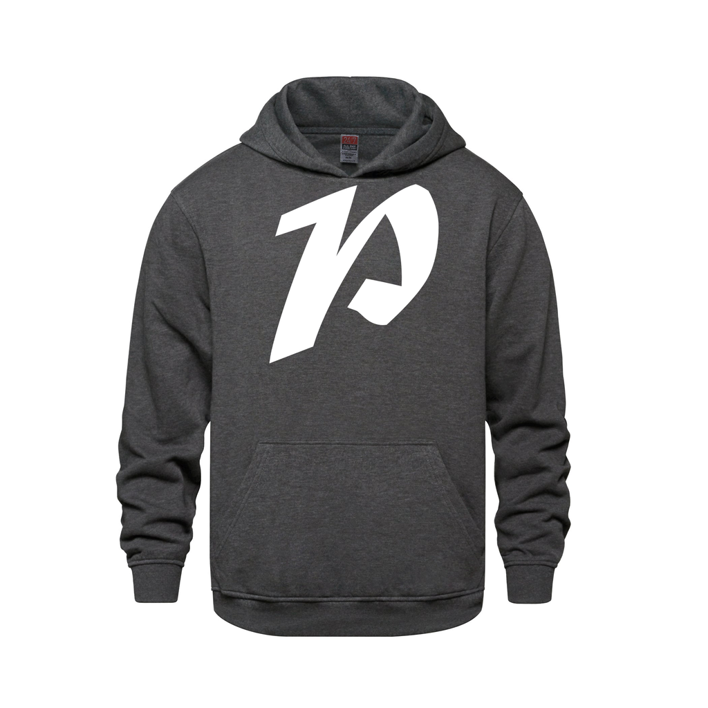 Alphabet P Hoodie 9 inch calligraphy White ink, Charcoal