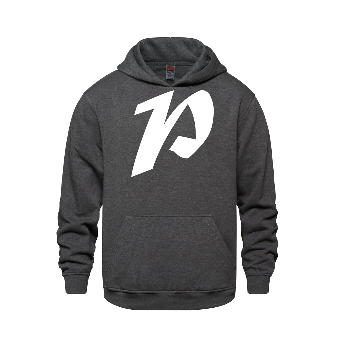 Alphabet P Hoodie 9 inch calligraphy White ink, Charcoal