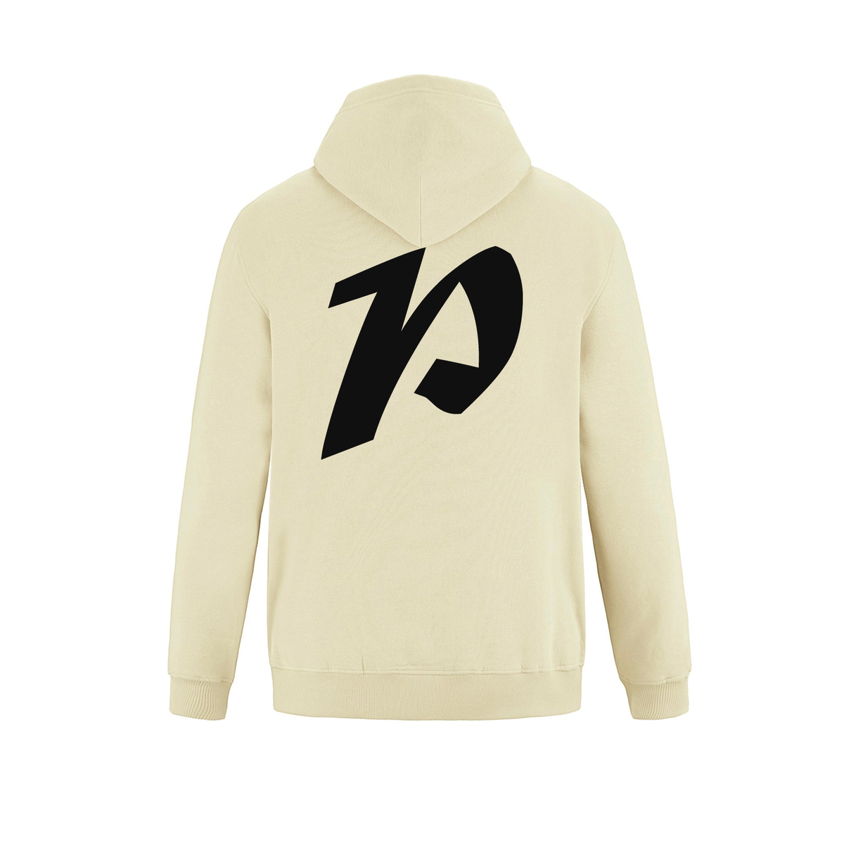 Alphabet P Hoodie 9 inch calligraphy Black ink, Ivory
