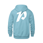 Alphabet P Hoodie 9 inch calligraphy White ink, Light Blue