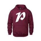 Alphabet P Hoodie 9 inch calligraphy White ink, Maroon