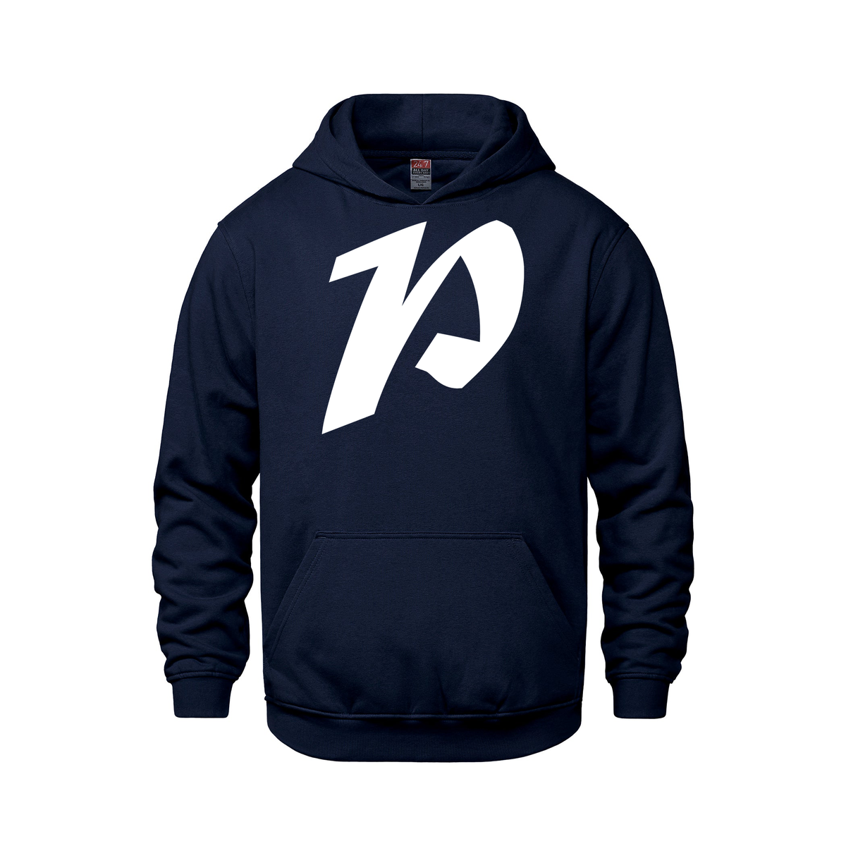 Alphabet P Hoodie 9 inch calligraphy White ink, Navy