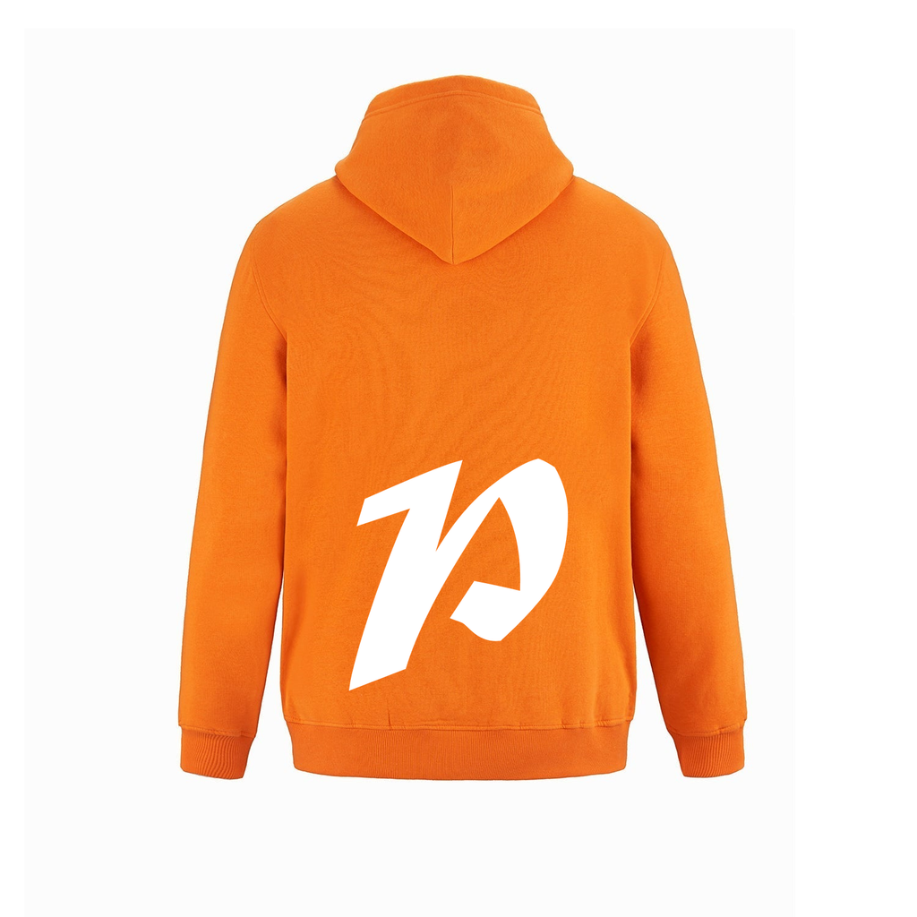 Alphabet P Hoodie 9 inch calligraphy White ink, Orange