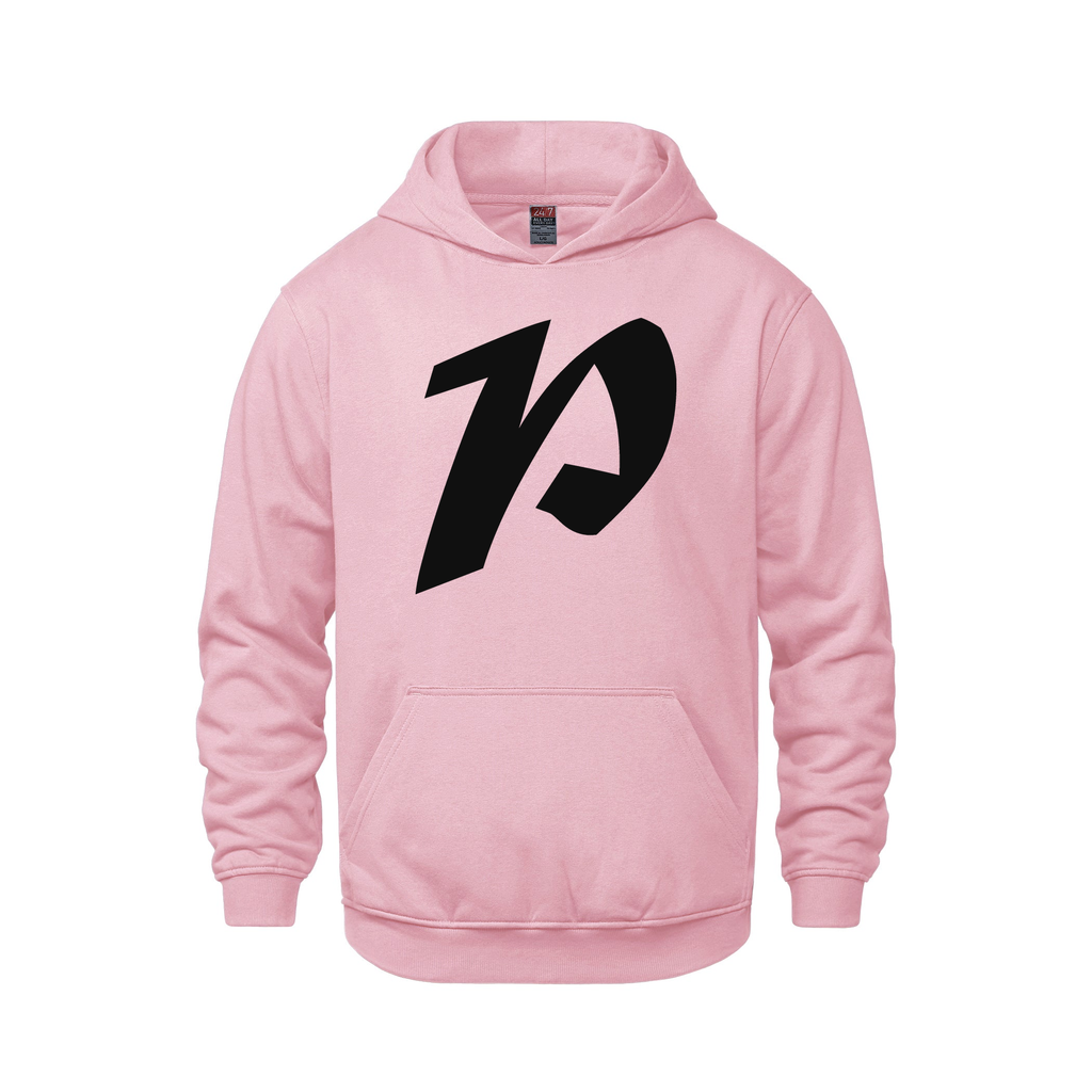 Alphabet P Hoodie 9 inch calligraphy Black ink, Pink