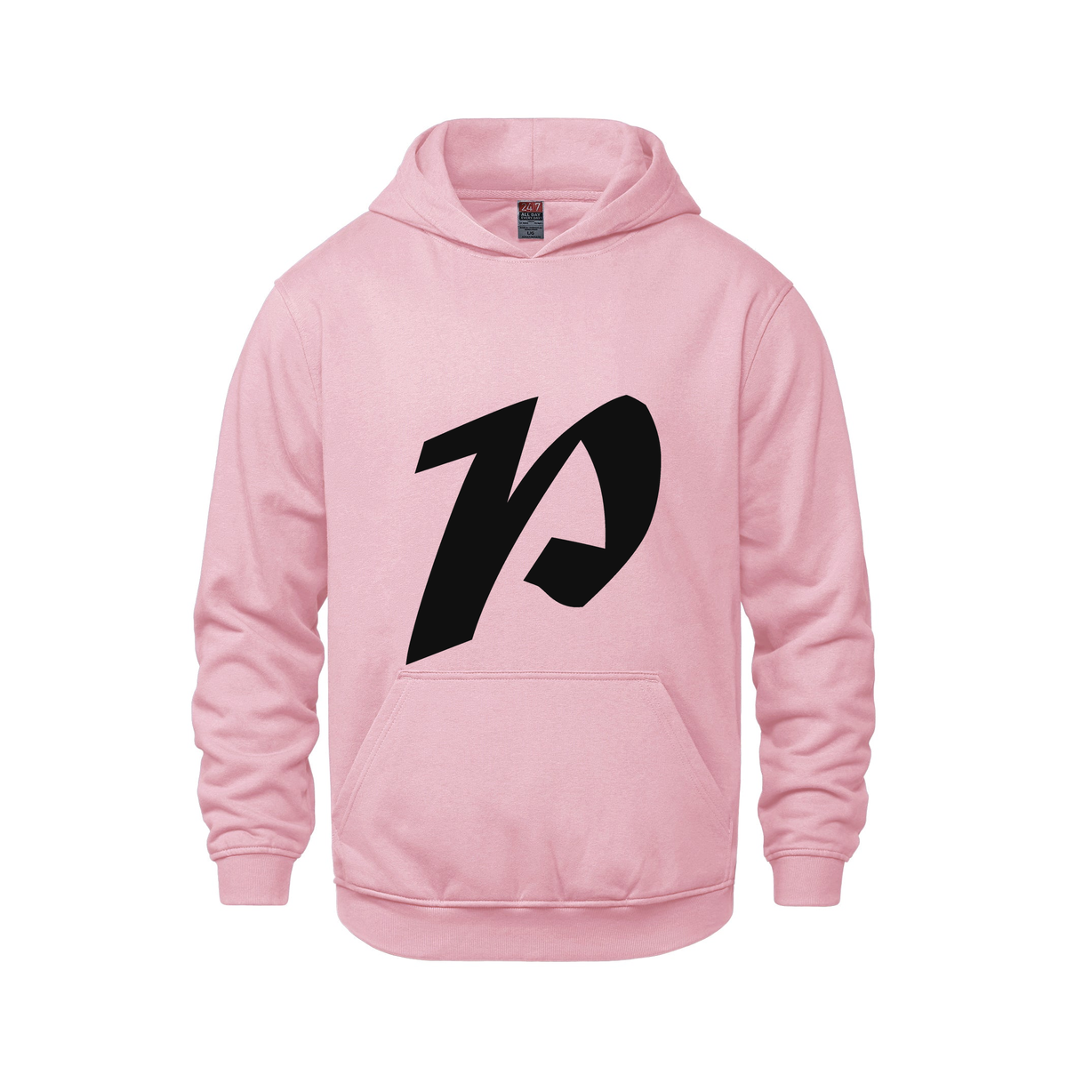 Alphabet P Hoodie 9 inch calligraphy Black ink, Pink