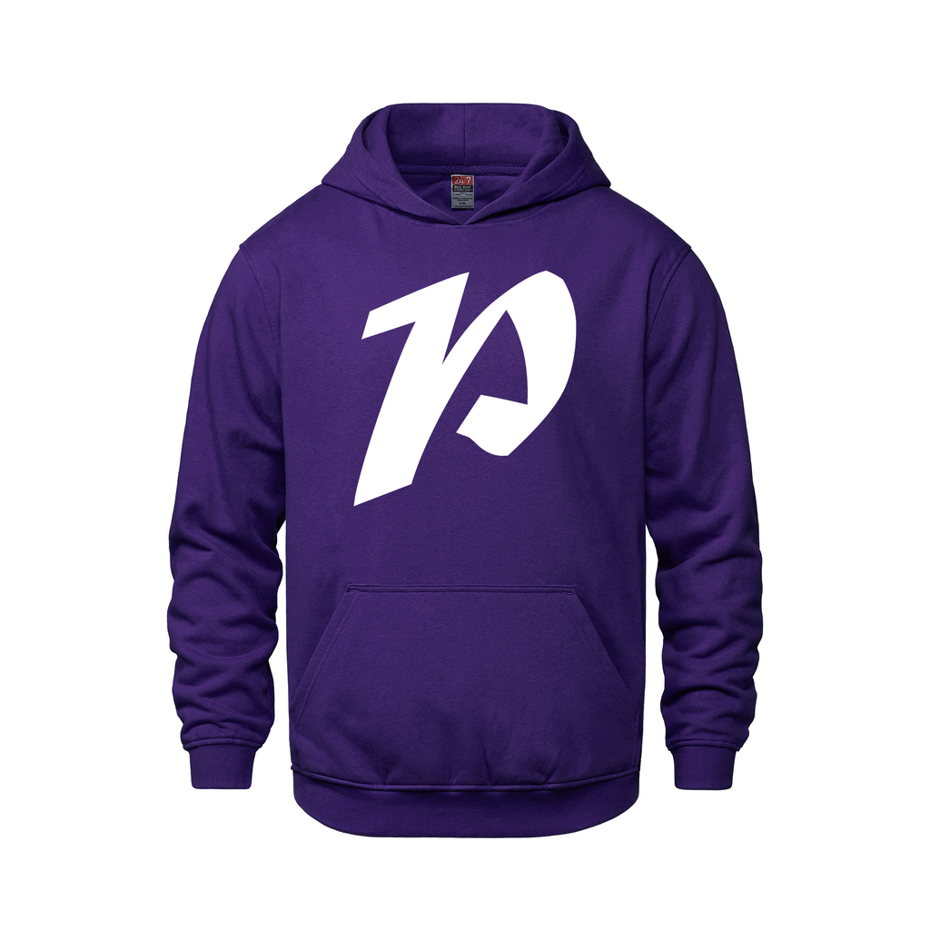 Alphabet P Hoodie 9 inch calligraphy White ink, Purple