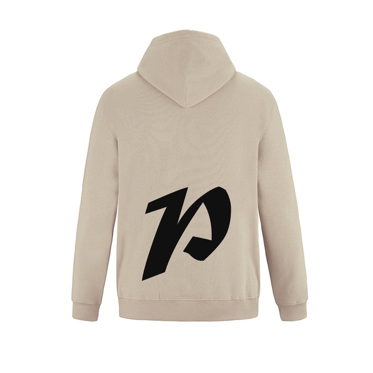 Alphabet P Hoodie 9 inch calligraphy Black ink, Sand