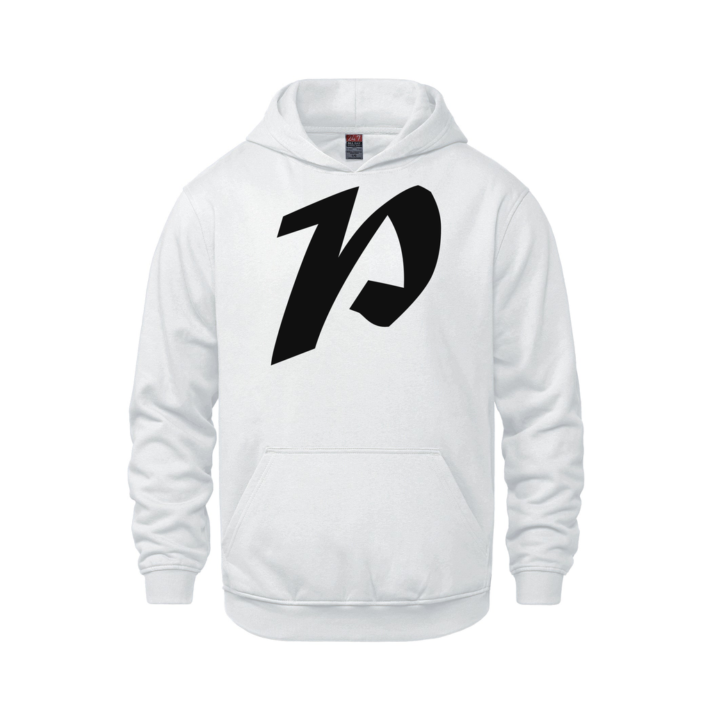 Alphabet P Hoodie 9 inch calligraphy Black ink, White