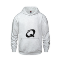Alphabet Q Hoodie 9 inch calligraphy Black ink, Ash