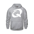 Alphabet Q Hoodie 9 inch calligraphy White ink, Athletic Grey