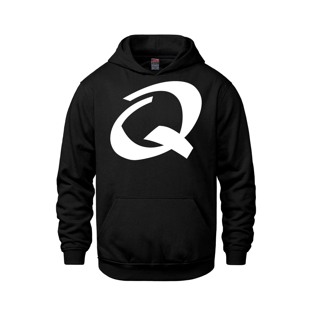 Alphabet Q Hoodie 9 inch calligraphy White ink, Black