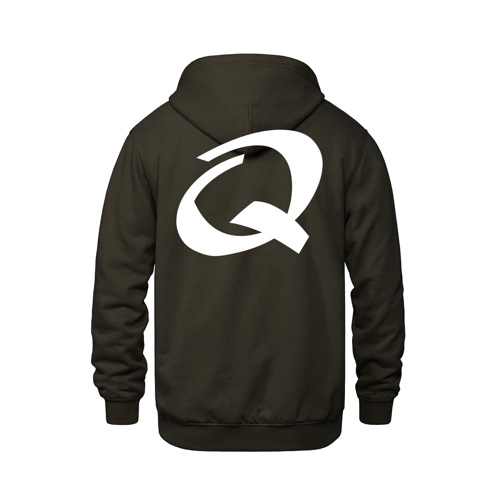 Alphabet Q Hoodie 9 inch calligraphy White ink, Brown