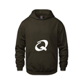Alphabet Q Hoodie 9 inch calligraphy White ink, Brown