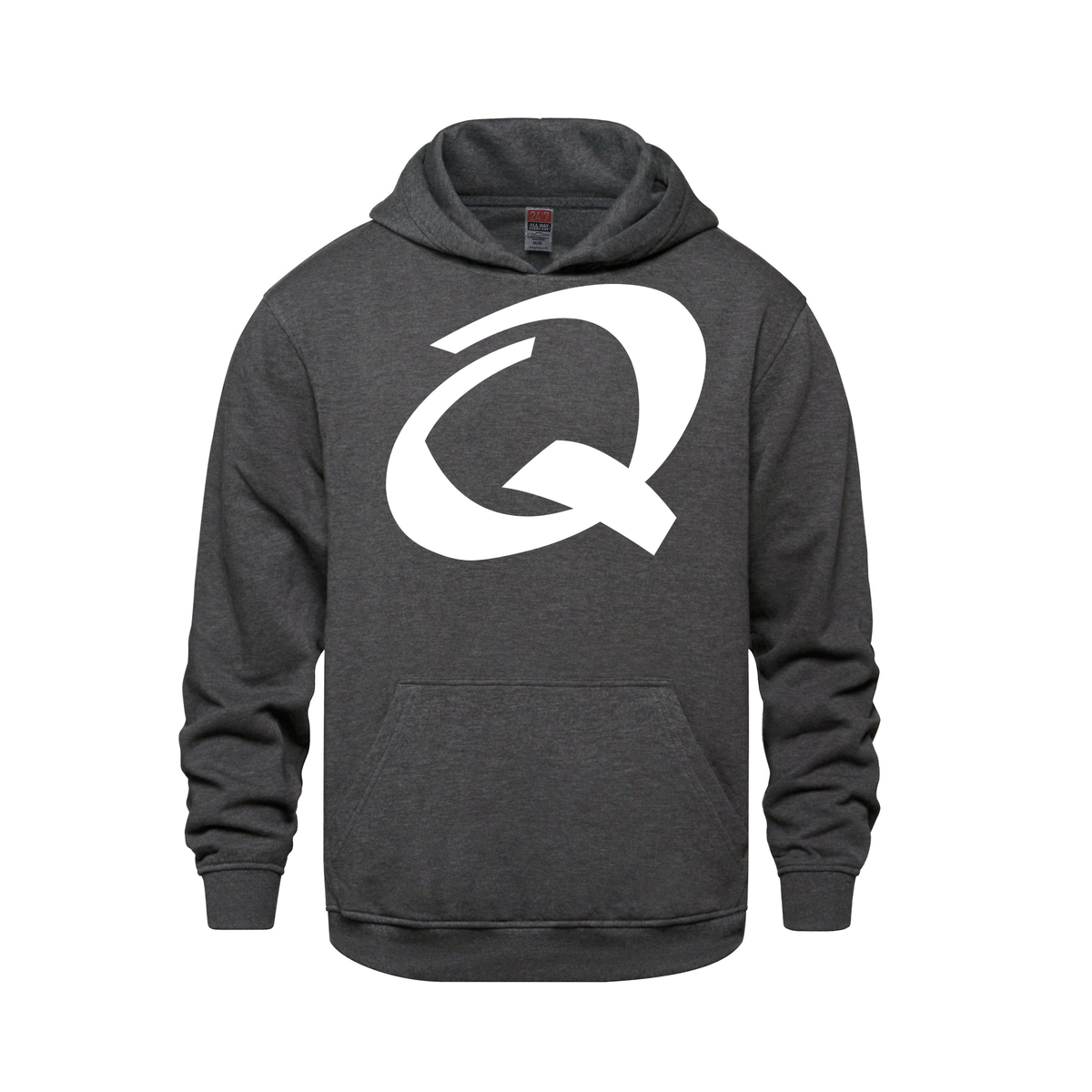 Alphabet Q Hoodie 9 inch calligraphy White ink, Charcoal