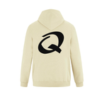 Alphabet Q Hoodie 9 inch calligraphy Black ink, Ivory