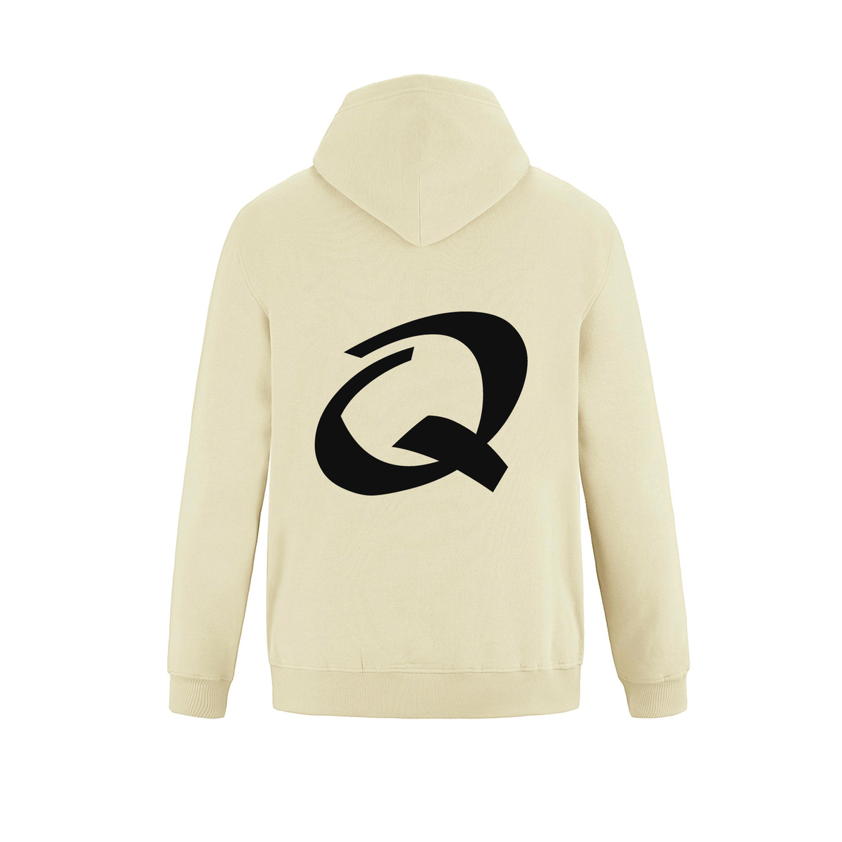 Alphabet Q Hoodie 9 inch calligraphy Black ink, Ivory