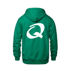 Alphabet Q Hoodie 9 inch calligraphy White ink, Kelly Green