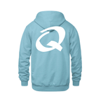 Alphabet Q Hoodie 9 inch calligraphy White ink, Light Blue