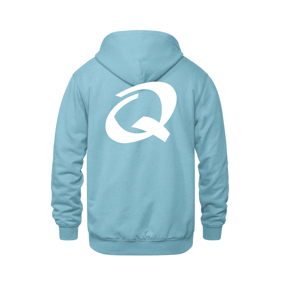 Alphabet Q Hoodie 9 inch calligraphy White ink, Light Blue